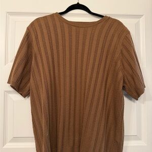 Alfred Dunner Brown Ribbed Short Sleeve Knit Top